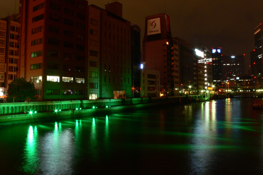 大阪 中之島：OSAKA光のルネッサンス2005(第二幕)、リバーライトカーテン（土佐堀川）その1