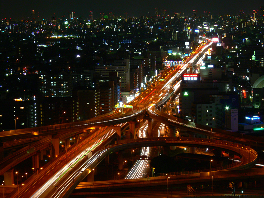 大阪 東大阪：東大阪市役所展望ロビーよりジャンクションの夜景２